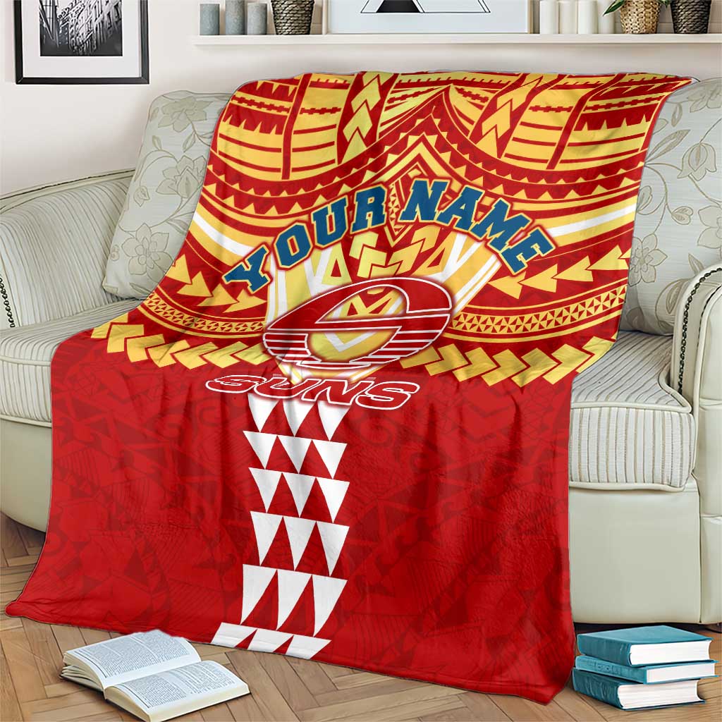Personalized Gold Coast Suns Blanket Polynesian Tribal Pattern Heritage Football