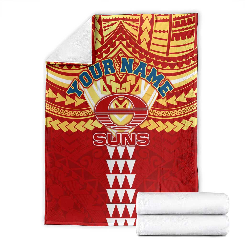 Personalized Gold Coast Suns Blanket Polynesian Tribal Pattern Heritage Football