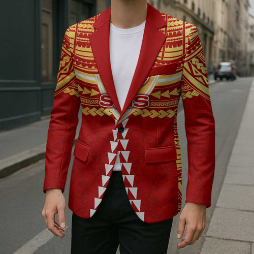Personalized Gold Coast Suns Blazer Polynesian Tribal Pattern Heritage Football