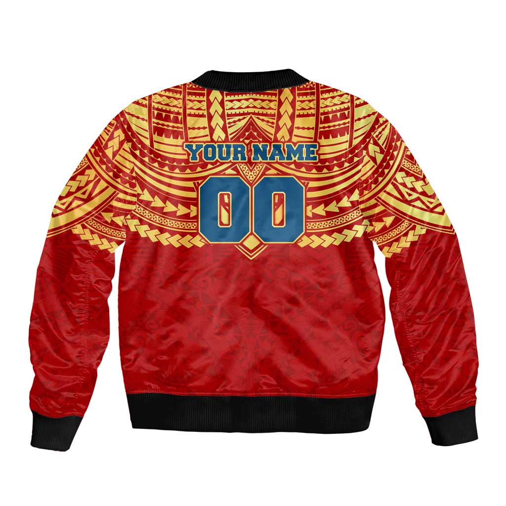 Personalized Gold Coast Suns Bomber Jacket Polynesian Tribal Pattern Heritage Football