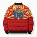 Personalized Gold Coast Suns Bomber Puffer Jacket Polynesian Tribal Pattern Heritage Football