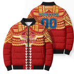Personalized Gold Coast Suns Bomber Puffer Jacket Polynesian Tribal Pattern Heritage Football