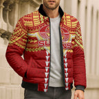 Personalized Gold Coast Suns Bomber Puffer Jacket Polynesian Tribal Pattern Heritage Football