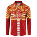 Personalized Gold Coast Suns Button Sweatshirt Polynesian Tribal Pattern Heritage Football