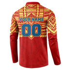 Personalized Gold Coast Suns Button Sweatshirt Polynesian Tribal Pattern Heritage Football