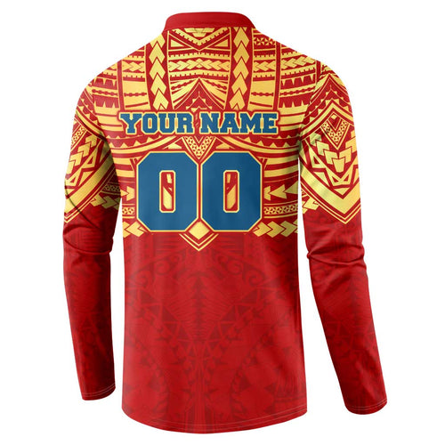Personalized Gold Coast Suns Button Sweatshirt Polynesian Tribal Pattern Heritage Football