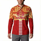 Personalized Gold Coast Suns Button Sweatshirt Polynesian Tribal Pattern Heritage Football