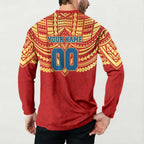 Personalized Gold Coast Suns Button Sweatshirt Polynesian Tribal Pattern Heritage Football