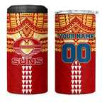 Personalized Gold Coast Suns 4 in 1 Can Cooler Tumbler Polynesian Tribal Pattern Heritage Football