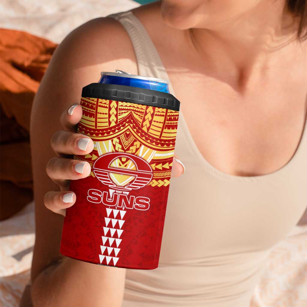 Personalized Gold Coast Suns 4 in 1 Can Cooler Tumbler Polynesian Tribal Pattern Heritage Football