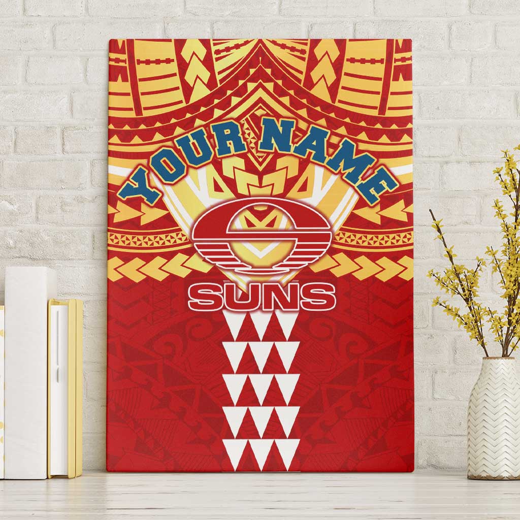Personalized Gold Coast Suns Canvas Wall Art Polynesian Tribal Pattern Heritage Football