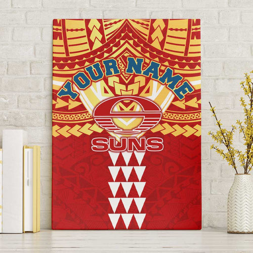 Personalized Gold Coast Suns Canvas Wall Art Polynesian Tribal Pattern Heritage Football