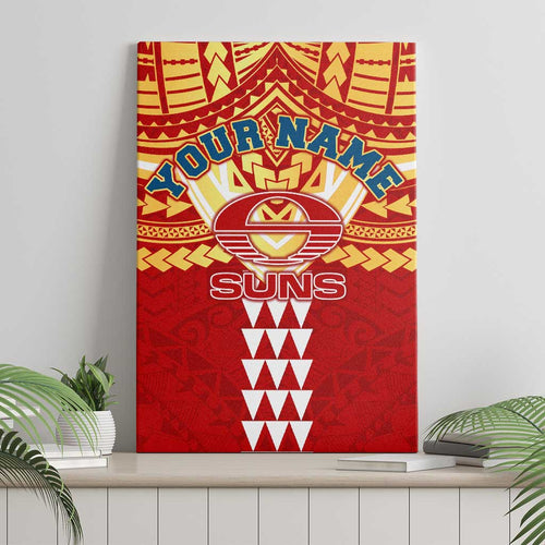 Personalized Gold Coast Suns Canvas Wall Art Polynesian Tribal Pattern Heritage Football