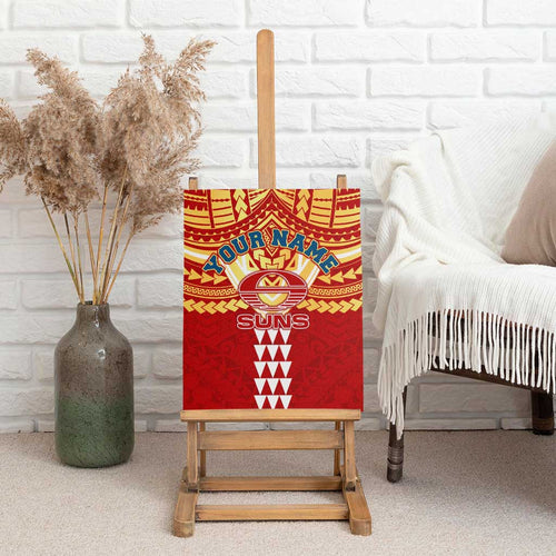 Personalized Gold Coast Suns Canvas Wall Art Polynesian Tribal Pattern Heritage Football