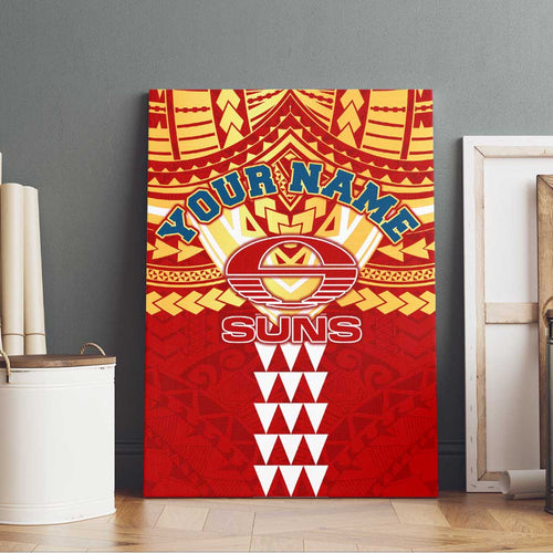 Personalized Gold Coast Suns Canvas Wall Art Polynesian Tribal Pattern Heritage Football