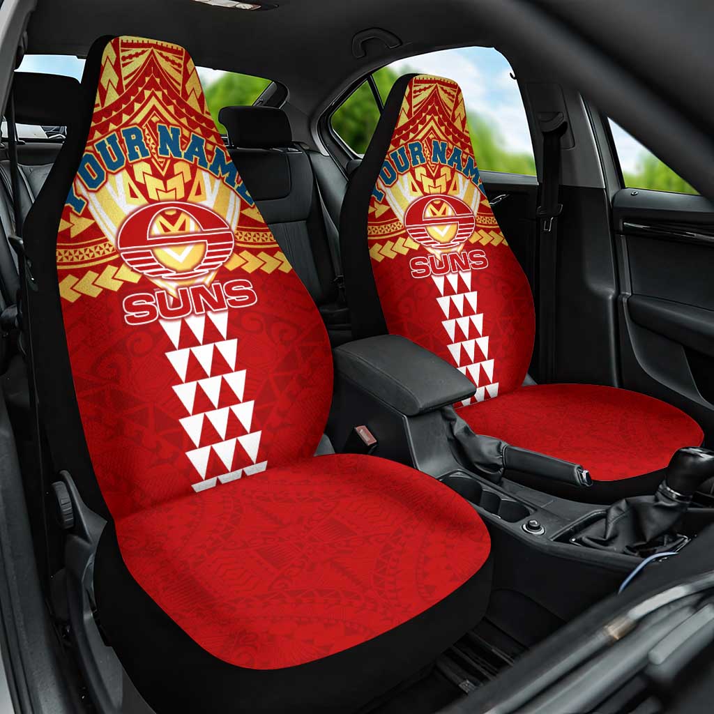 Personalized Gold Coast Suns Car Seat Cover Polynesian Tribal Pattern Heritage Football