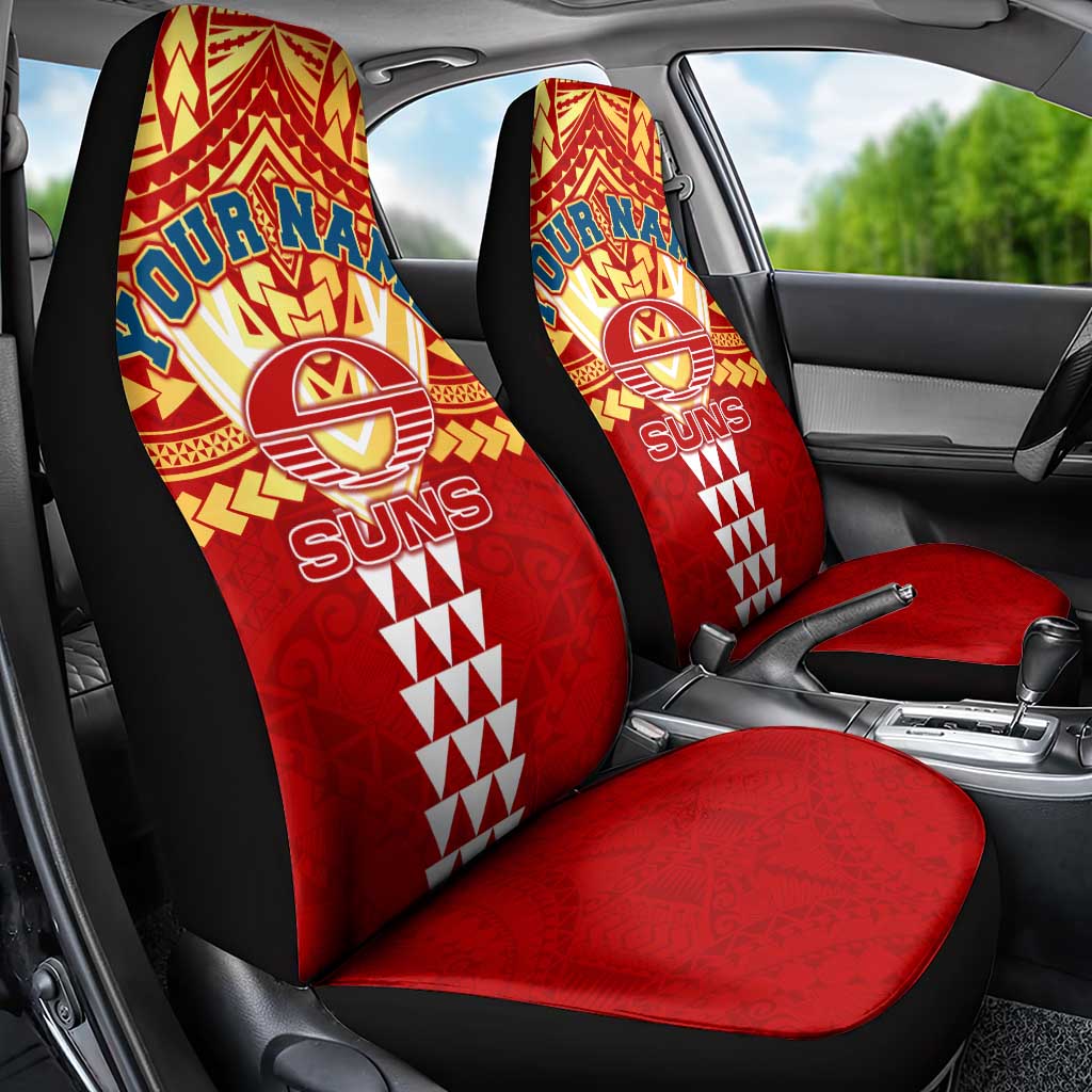 Personalized Gold Coast Suns Car Seat Cover Polynesian Tribal Pattern Heritage Football