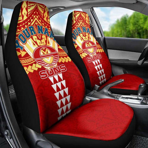 Personalized Gold Coast Suns Car Seat Cover Polynesian Tribal Pattern Heritage Football