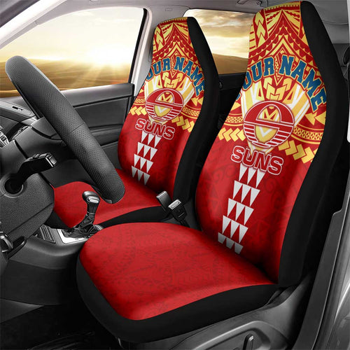 Personalized Gold Coast Suns Car Seat Cover Polynesian Tribal Pattern Heritage Football