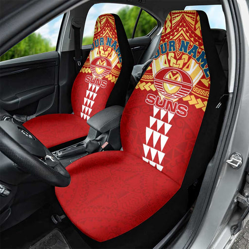 Personalized Gold Coast Suns Car Seat Cover Polynesian Tribal Pattern Heritage Football
