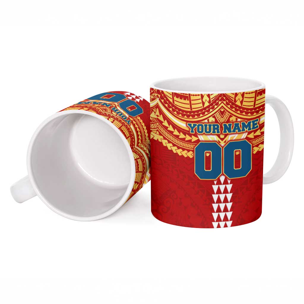 Personalized Gold Coast Suns Ceramic Mug Polynesian Tribal Pattern Heritage Football