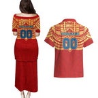 Personalized Gold Coast Suns Couples Matching Puletasi and Hawaiian Shirt Polynesian Tribal Pattern Heritage Football