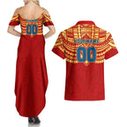 Personalized Gold Coast Suns Couples Matching Summer Maxi Dress and Hawaiian Shirt Polynesian Tribal Pattern Heritage Football