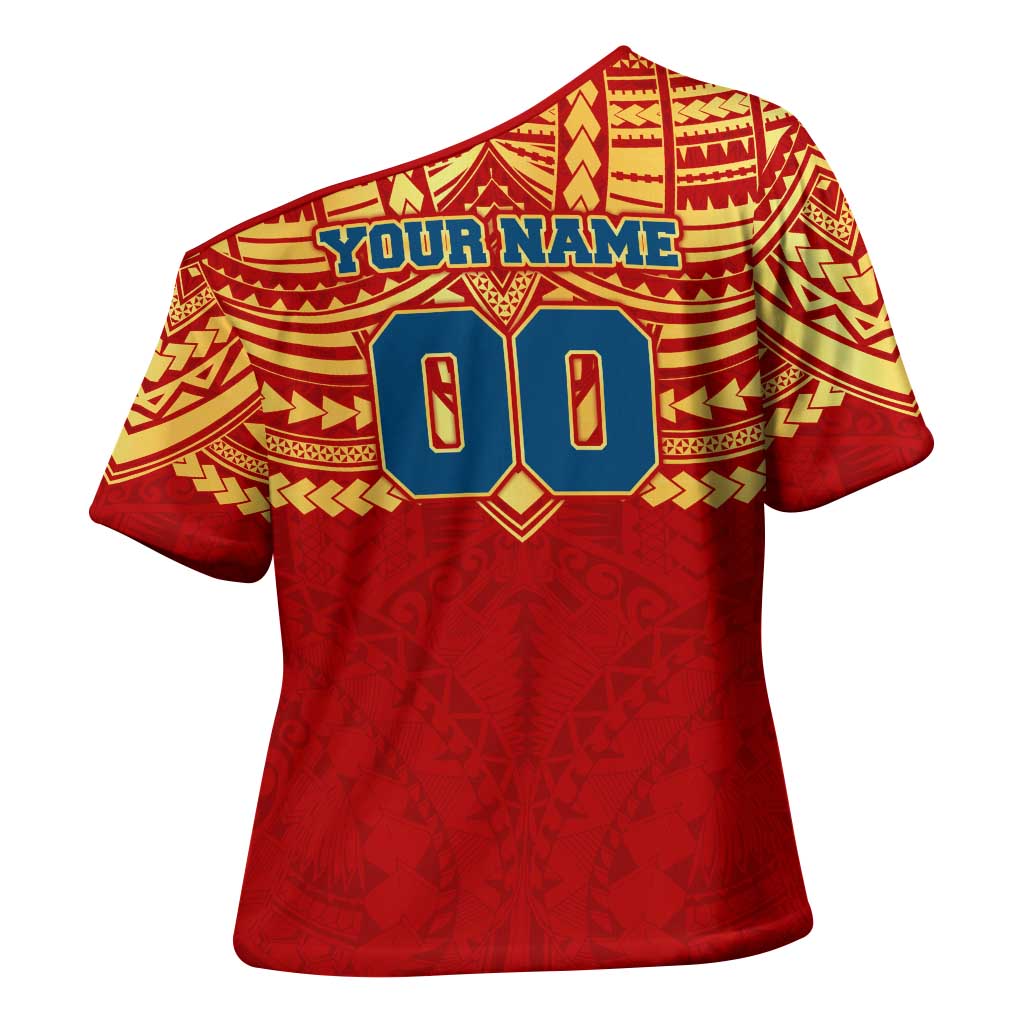 Personalized Gold Coast Suns Cross Shoulder Shirt Polynesian Tribal Pattern Heritage Football