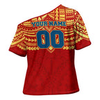 Personalized Gold Coast Suns Cross Shoulder Shirt Polynesian Tribal Pattern Heritage Football