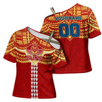 Personalized Gold Coast Suns Cross Shoulder Shirt Polynesian Tribal Pattern Heritage Football