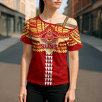 Personalized Gold Coast Suns Cross Shoulder Shirt Polynesian Tribal Pattern Heritage Football