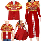 Personalized Gold Coast Suns Family Matching Long Sleeve Bodycon Dress and Hawaiian Shirt Polynesian Tribal Pattern Heritage Football