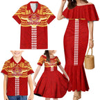 Personalized Gold Coast Suns Family Matching Mermaid Dress and Hawaiian Shirt Polynesian Tribal Pattern Heritage Football