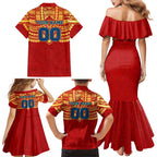 Personalized Gold Coast Suns Family Matching Mermaid Dress and Hawaiian Shirt Polynesian Tribal Pattern Heritage Football