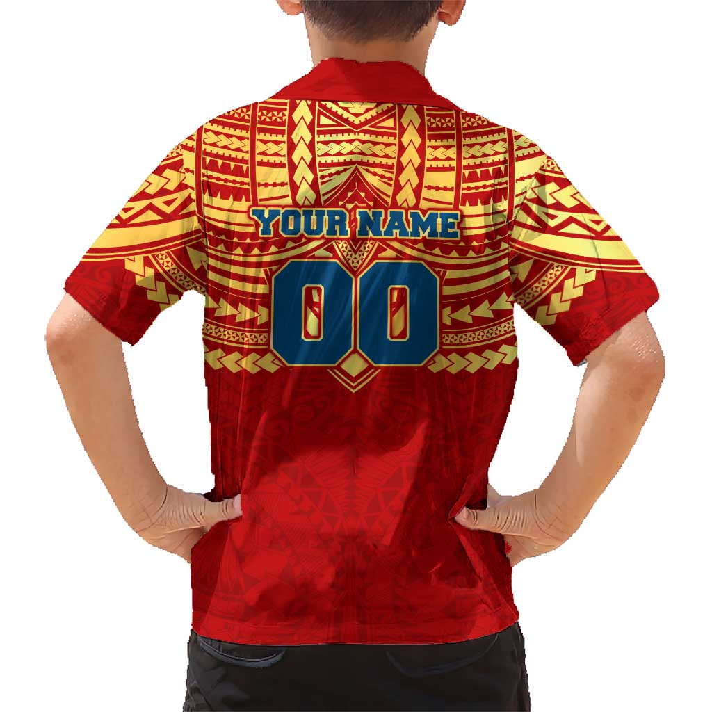 Personalized Gold Coast Suns Family Matching Off The Shoulder Long Sleeve Dress and Hawaiian Shirt Polynesian Tribal Pattern Heritage Football