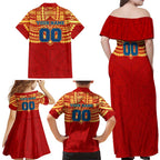 Personalized Gold Coast Suns Family Matching Off Shoulder Maxi Dress and Hawaiian Shirt Polynesian Tribal Pattern Heritage Football