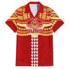 Personalized Gold Coast Suns Family Matching Off Shoulder Maxi Dress and Hawaiian Shirt Polynesian Tribal Pattern Heritage Football