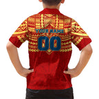Personalized Gold Coast Suns Family Matching Off Shoulder Short Dress and Hawaiian Shirt Polynesian Tribal Pattern Heritage Football