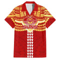 Personalized Gold Coast Suns Family Matching Off Shoulder Short Dress and Hawaiian Shirt Polynesian Tribal Pattern Heritage Football