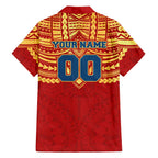 Personalized Gold Coast Suns Family Matching Off Shoulder Short Dress and Hawaiian Shirt Polynesian Tribal Pattern Heritage Football