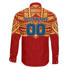 Personalized Gold Coast Suns Family Matching Off Shoulder Short Dress and Hawaiian Shirt Polynesian Tribal Pattern Heritage Football
