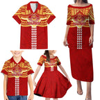 Personalized Gold Coast Suns Family Matching Puletasi and Hawaiian Shirt Polynesian Tribal Pattern Heritage Football