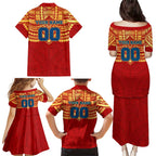 Personalized Gold Coast Suns Family Matching Puletasi and Hawaiian Shirt Polynesian Tribal Pattern Heritage Football