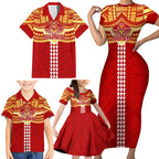 Personalized Gold Coast Suns Family Matching Short Sleeve Bodycon Dress and Hawaiian Shirt Polynesian Tribal Pattern Heritage Football