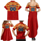 Personalized Gold Coast Suns Family Matching Summer Maxi Dress and Hawaiian Shirt Polynesian Tribal Pattern Heritage Football