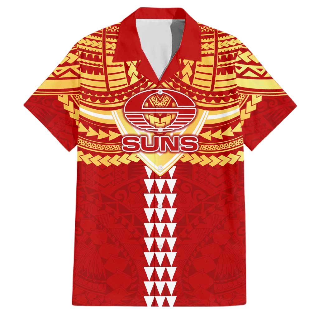 Personalized Gold Coast Suns Family Matching Tank Maxi Dress and Hawaiian Shirt Polynesian Tribal Pattern Heritage Football