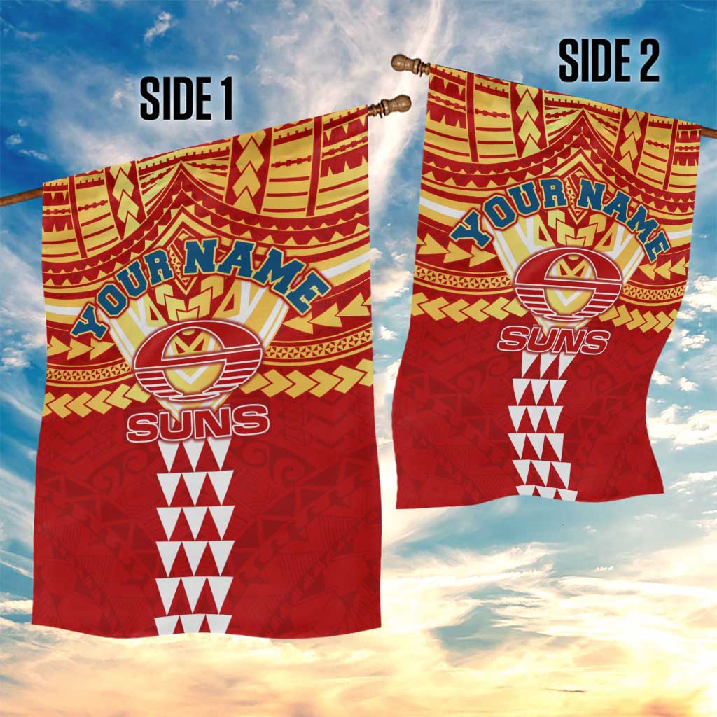 Personalized Gold Coast Suns Garden Flag Polynesian Tribal Pattern Heritage Football