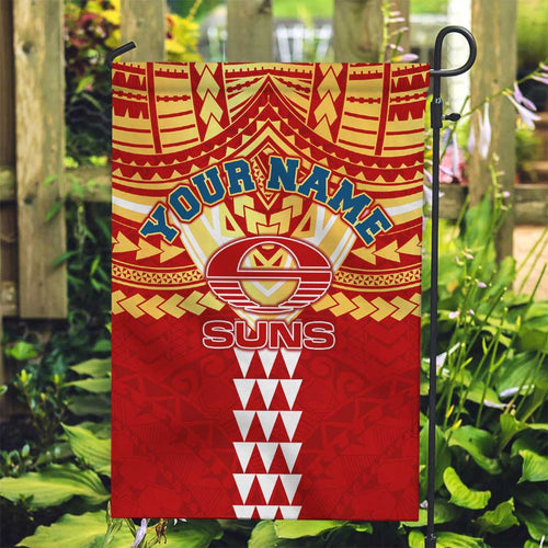 Personalized Gold Coast Suns Garden Flag Polynesian Tribal Pattern Heritage Football