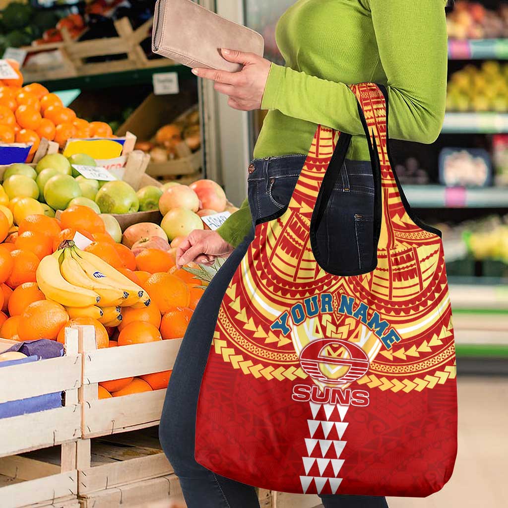 Personalized Gold Coast Suns Grocery Bag Polynesian Tribal Pattern Heritage Football