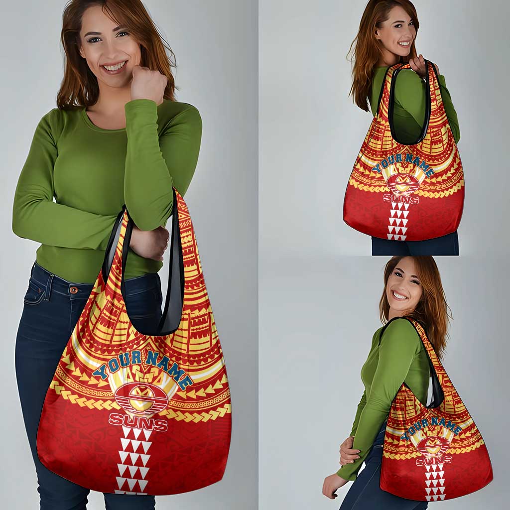 Personalized Gold Coast Suns Grocery Bag Polynesian Tribal Pattern Heritage Football